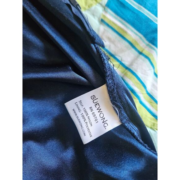 SUE WONG 3/4 Sleeve V-Neck Embellished Dress, Navy Tonal, Women's 6 NWT - Picture 8 of 10